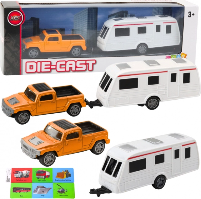 Set Auto Fuoristrada con Rimorchio da Campeggio - Arancione