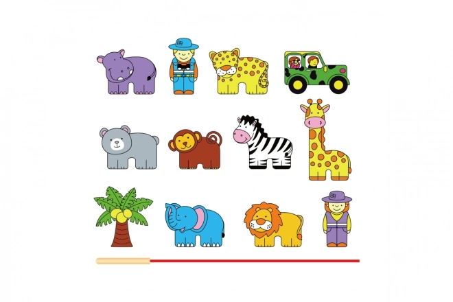 Gioco di infilatura e intreccio safari zoo VIGA in legno