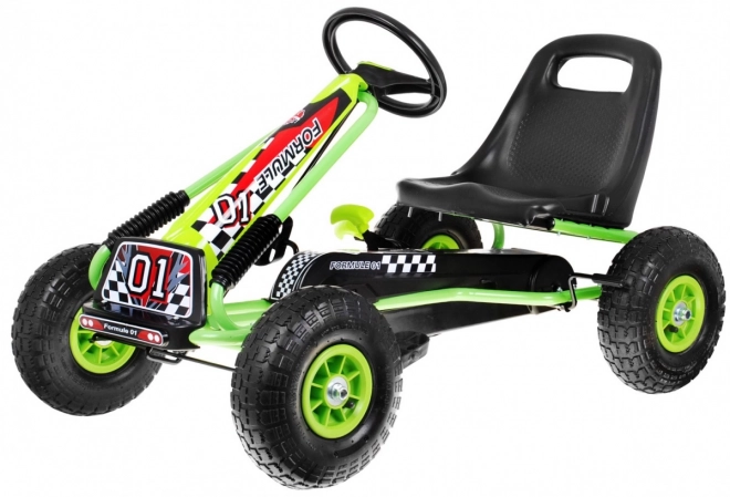 Gokart a pedali per bambini verde con sedile regolabile