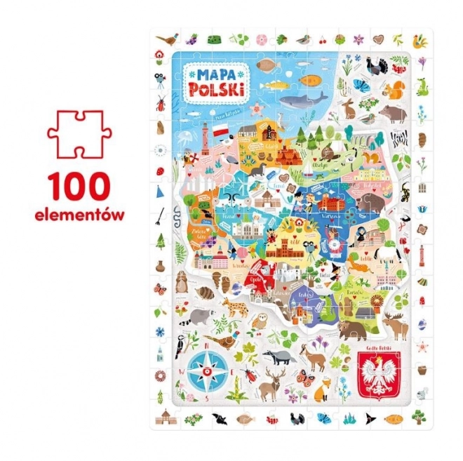 Puzzle osservative - Mappa della Polonia 100 pezzi