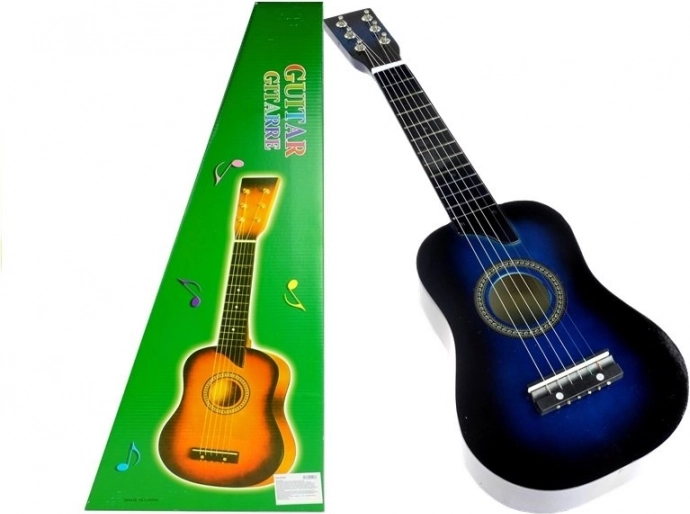 Chitarra classica in legno con plettro, blu, 60 cm