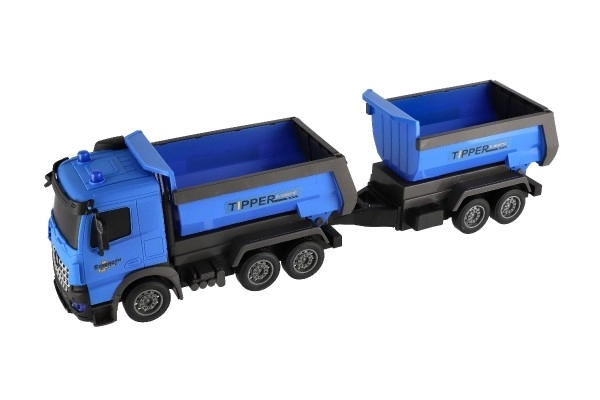 Camioncino con rimorchio in plastica 50cm a inerzia in blister