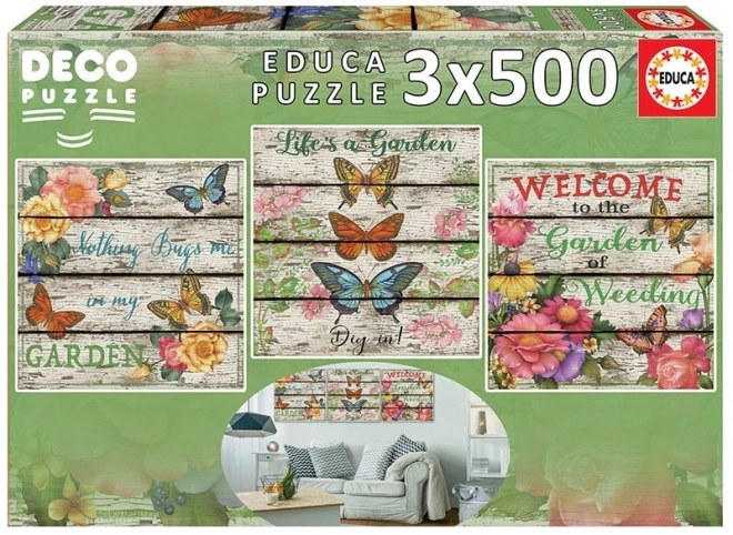 Puzzle quadrato Giardino di campagna 3x500 pezzi