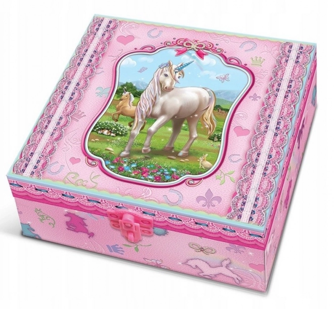 Set con scatola a scaffali - Unicorni