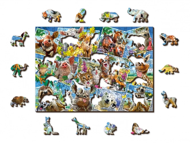 Puzzle in legno con cartoline di animali