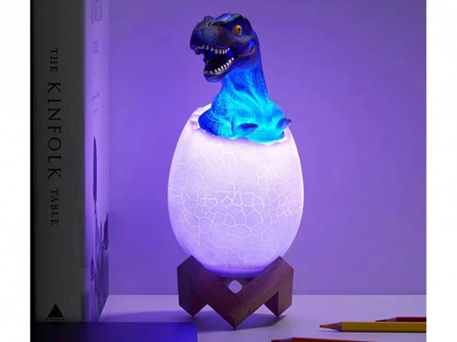 Lampada notturna dinosauro tirannosauro uovo RGB LED per bambini