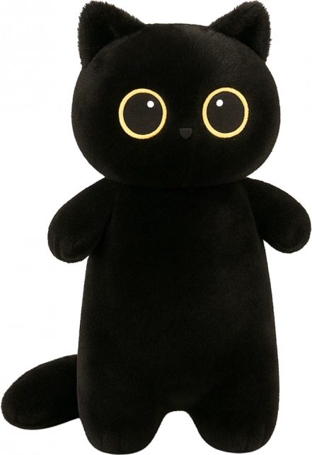 Giocattolo di peluche gatto nero con grandi occhi 65 cm