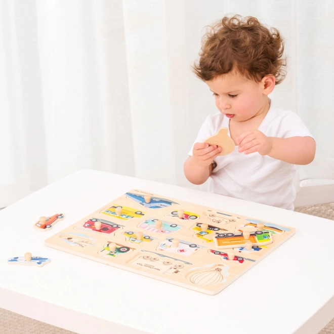 Puzzle in Legno con Mezzi di Trasporto