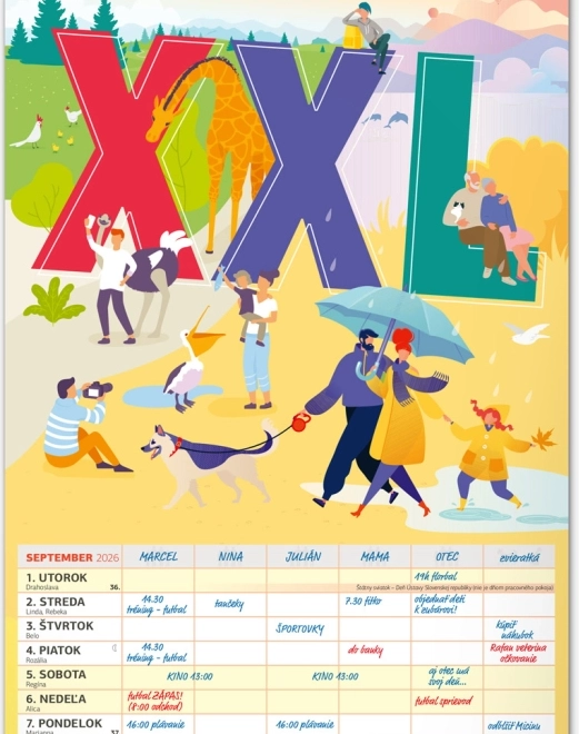 Calendario da parete Pianificatore familiare XXL 2026