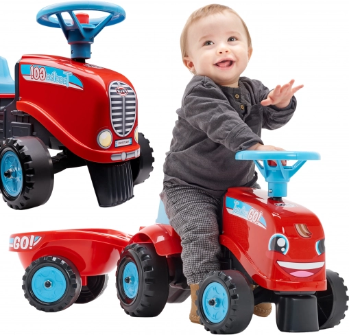 FALK trattore cavalcabile GO con rimorchio rimovibile, rosso