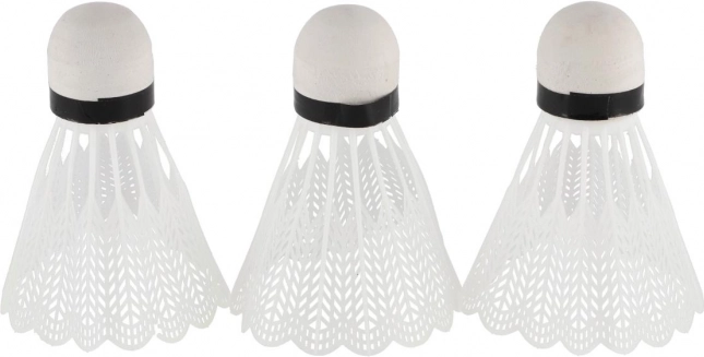 Volani da badminton bianchi 3 pezzi in plastica