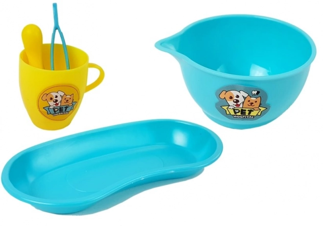 Set medico dentale per bambini con cane e strumenti dentali