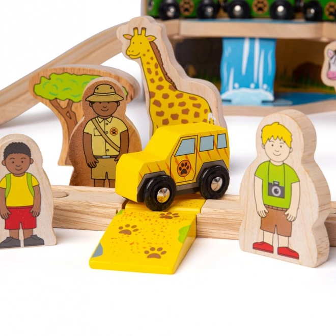 Bigjigs Rail pista di treni in legno Safari