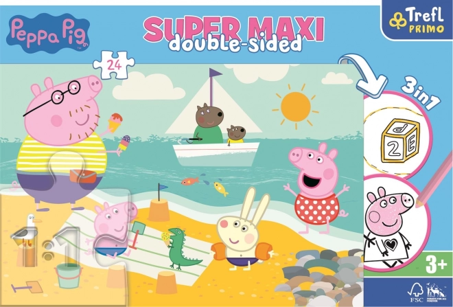 Puzzle Doppia Faccia Peppa Pig SUPER MAXI 24 Pezzi