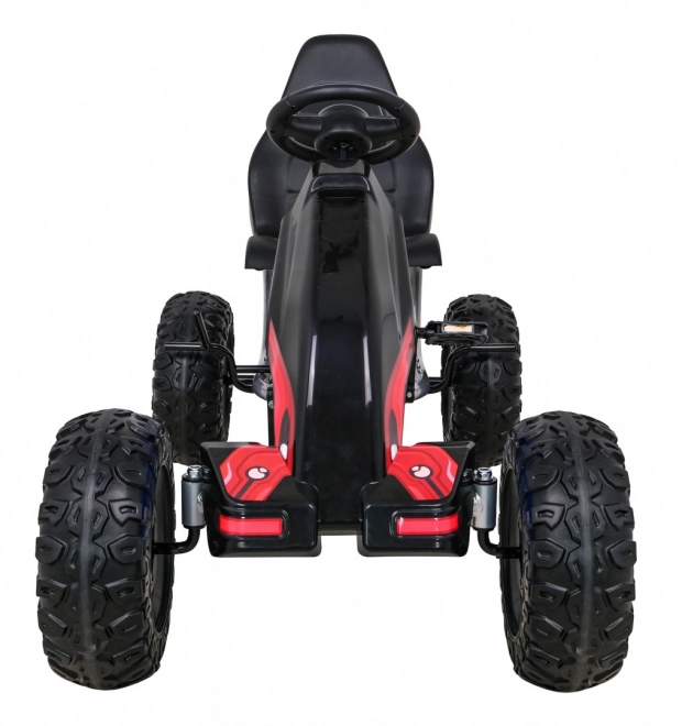 Grande kart a pedali forte per bambini nero + capacità di carico 100 kg + ruote in EVA + freno a mano + sedile sportivo