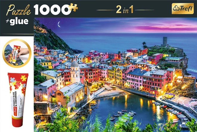 Trefl Puzzle 2 in 1 Vernazza, Liguria, Italia 1000 pezzi con colla