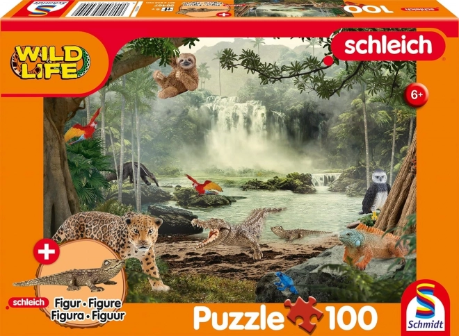 Puzzle ambientato nella giungla con figura Schleich