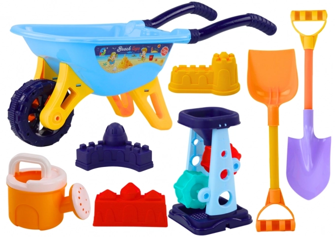 Set di giochi da spiaggia con mulino e innaffiatoio blu