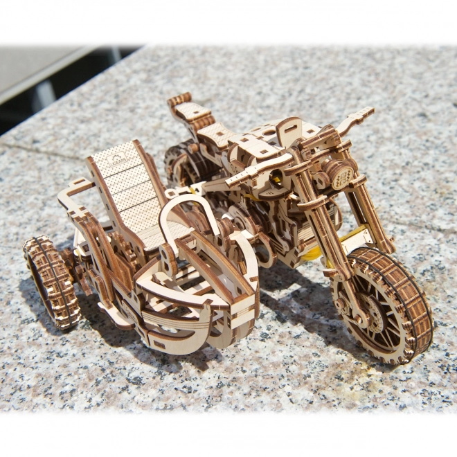 Moto Scrambler con Sidecar Ugears 3D Puzzle Meccanico di Legno