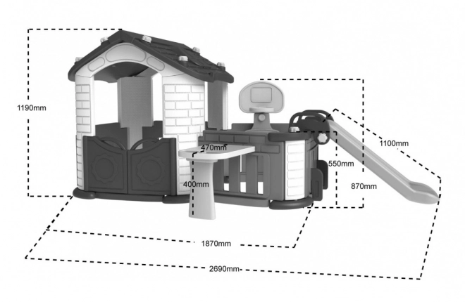 Grande casa con vestibolo 5 in 1 Tetto blu