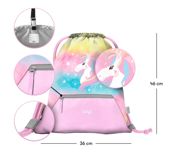 Baagl sacchetto con tasca Unicorn Rainbow