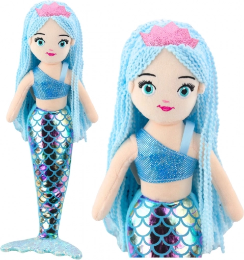 Sirena di Peluche con Coda Olografica Blu 48cm