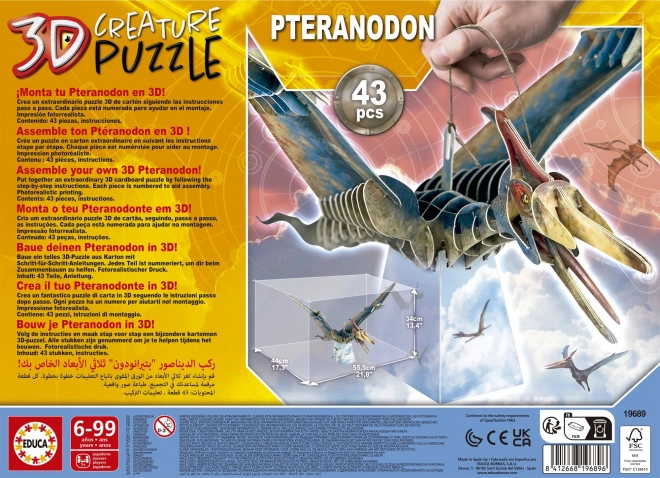 Puzzle 3D Pteranodonte EDUCA 43 Pezzi