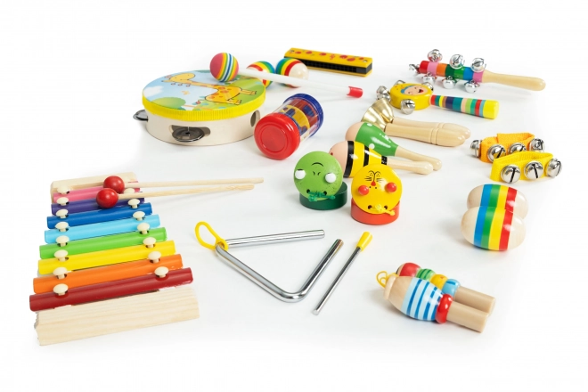 Set musicale in legno per bambini con 14 strumenti