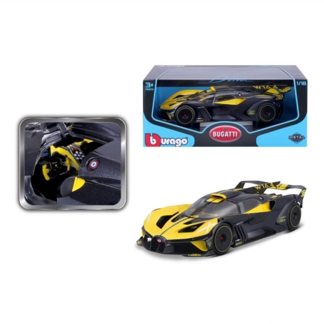 Modello in scala Bugatti Bolide giallo/nero 1:18 di Bburago