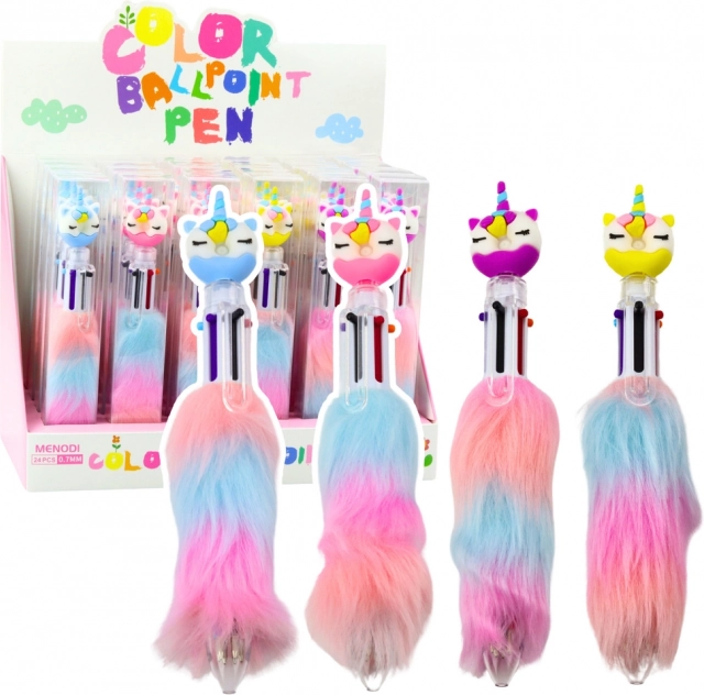 Penna multicolore con unicorno e ciondolo morbido