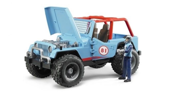 Bruder Jeep da corsa blu con pilota