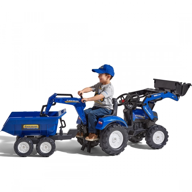 Trattore New Holland con rimorchio blu per bambini dai 3 anni