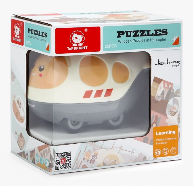 Puzzle in legno con giocattolo: Elicottero 24 pezzi