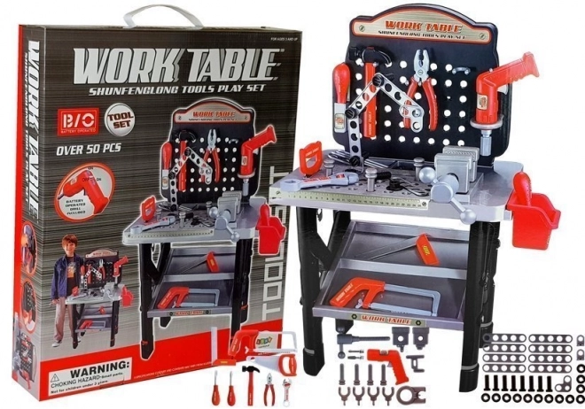 Set da gioco banco di lavoro con trapano a batteria