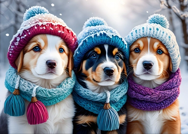 Puzzle Cagnolini in inverno 300 pezzi BLUEBIRD