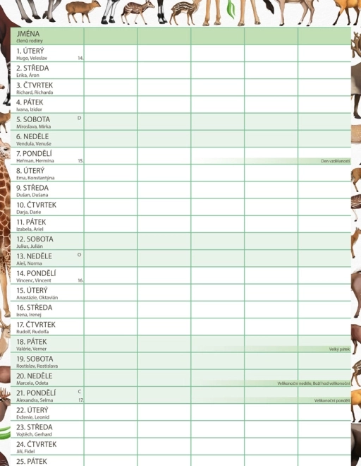 Calendario pianificatore familiare Animalium 2026
