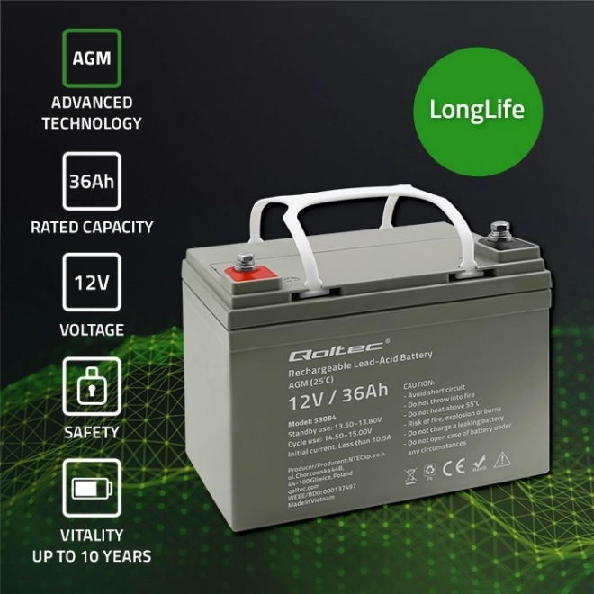 Batteria AGM a lunga durata Qoltec