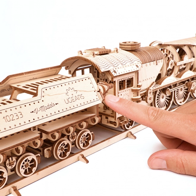 Locomotiva a tender meccanici in legno 3D Ugears