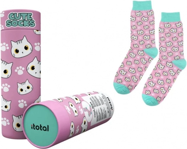 Calzini di cotone rosa con gattino