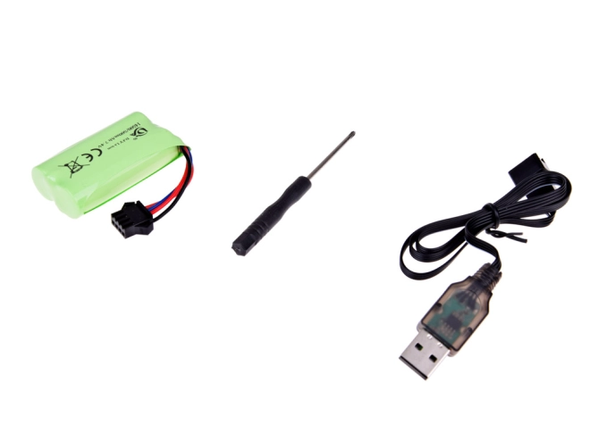Batteria ricaricabile 7,4 V e cavo USB inclusi