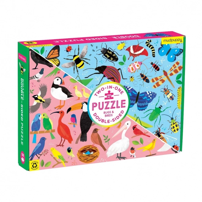 Puzzle doppia faccia Insetti e Uccelli 100 pezzi