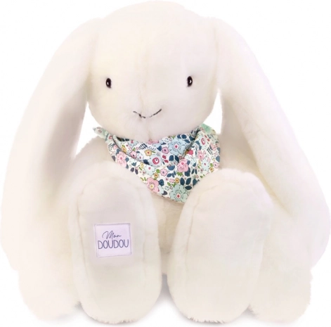 Doudou coniglio di peluche con fazzoletto bianco 50 cm