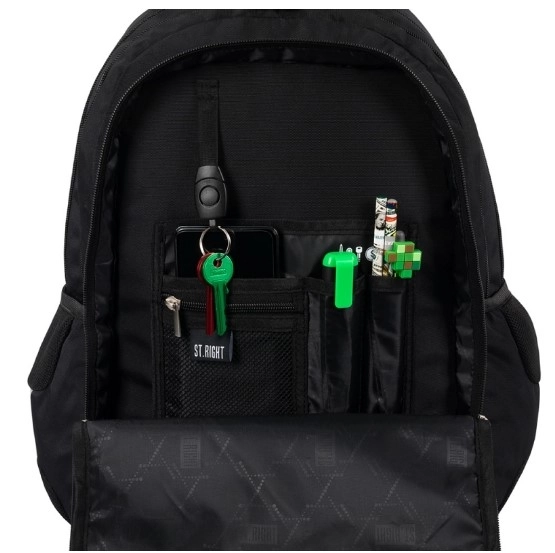 Zaino scuola giovanile tre scomparti St. Right 25L nero