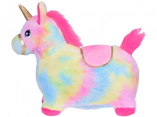 Unicorno Saltatore Arcobaleno in Peluche con Pompa