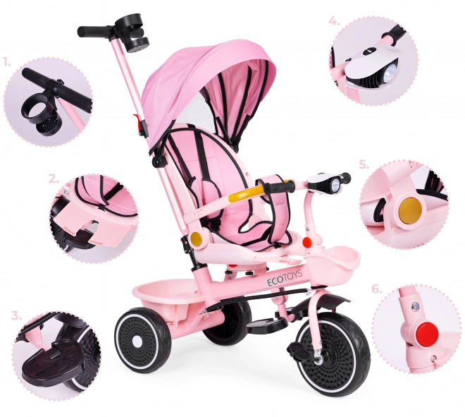 Triciclo passeggino 2-in-1 rosa ECOTOYS