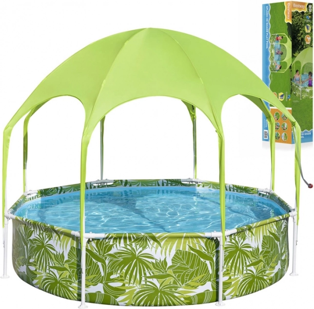 Bestway piscina da giardino con struttura 244 × 51 cm con tettoia SPLASH-IN-SHADE