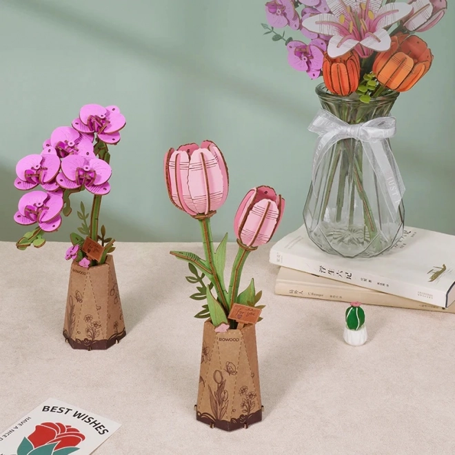 Fiore in Legno 3D Orchidea Viola