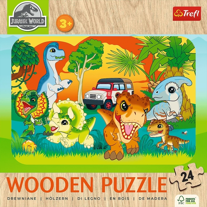 Puzzle di Legno Jurassic World: Incontra i Dinosauri 24 Pezzi