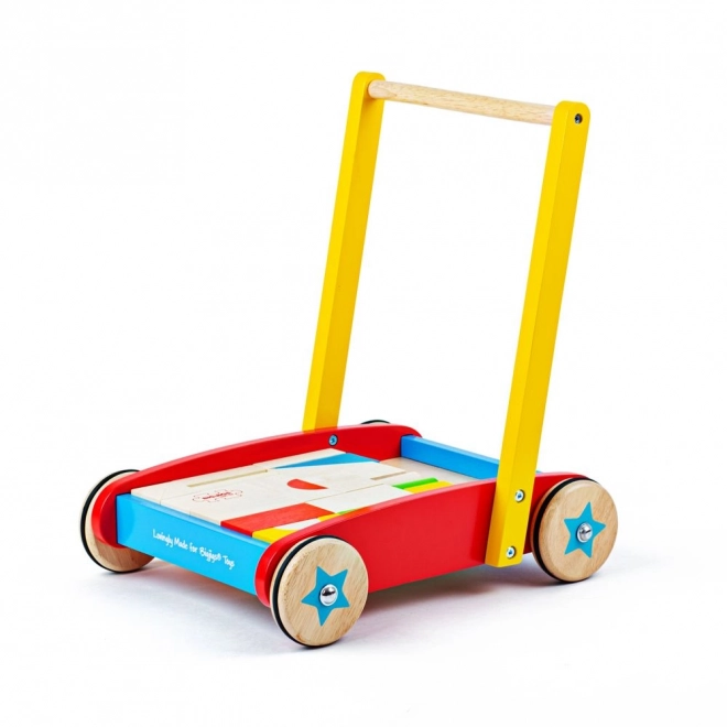 Carretto con cubi in legno per bambini Bigjigs