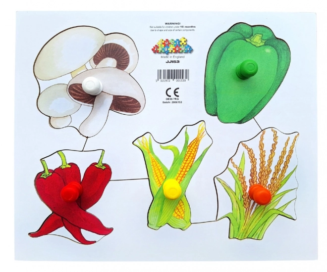 Puzzle in legno educativi con verdure e cereali